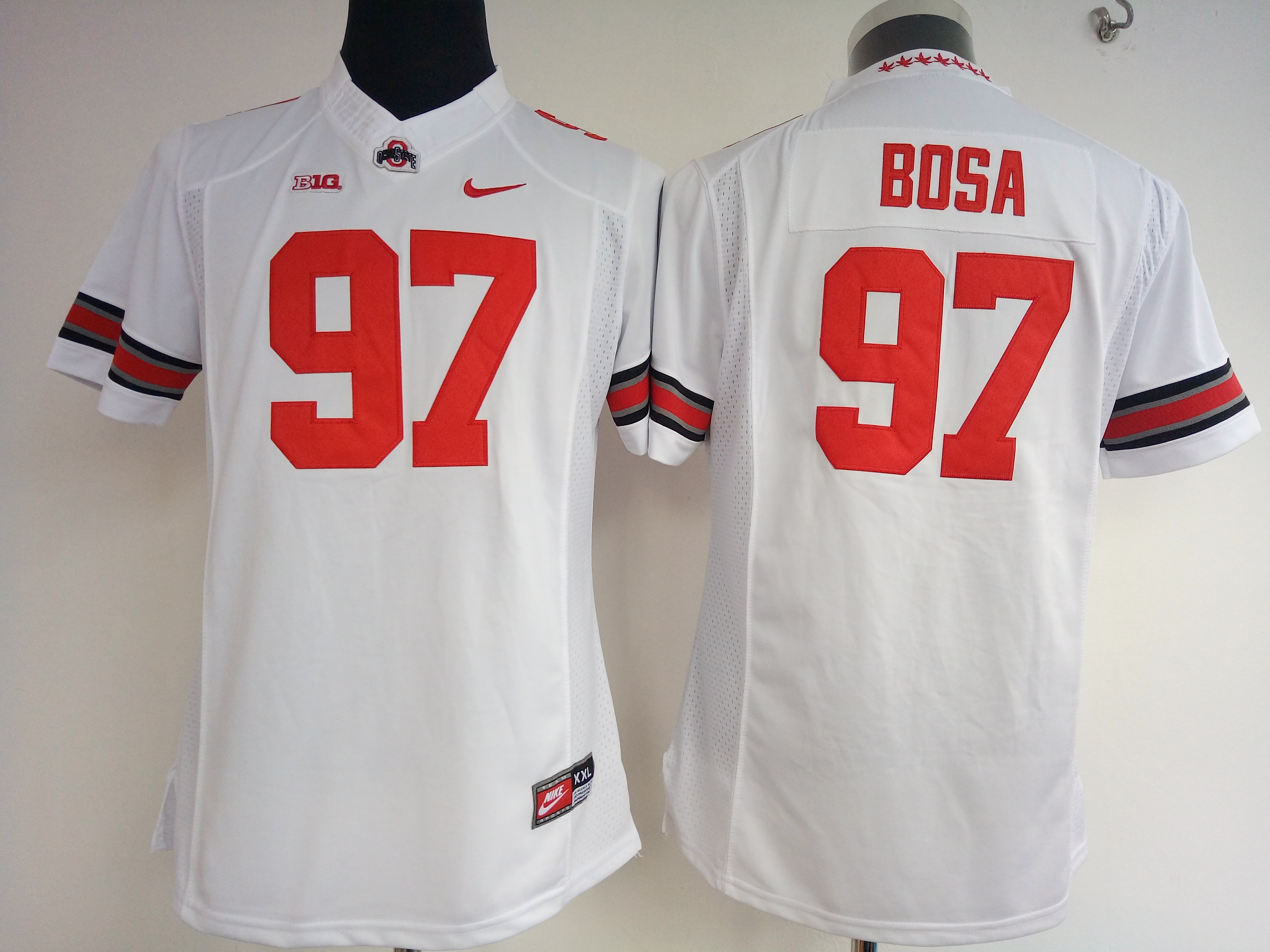NCAA Womens Ohio State Buckeyes White #97 bosa jerseys->women ncaa jersey->Women Jersey